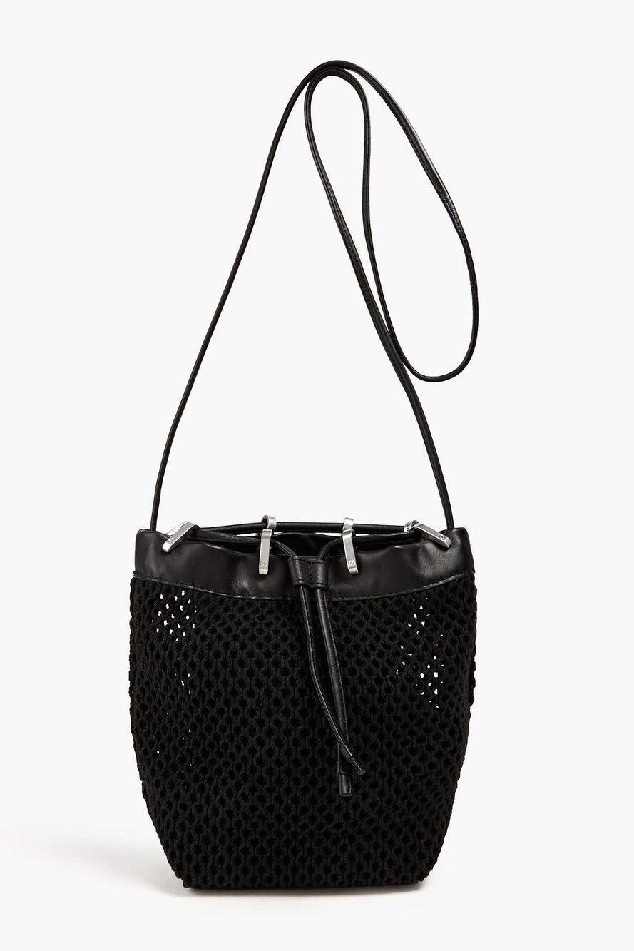 Rag & Bone Dayton net recycled cotton-blend macramé drawstring bucket bag black